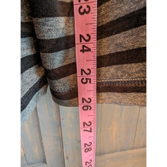 Talbots Pullover Sweatshirt Women's Medium Gray Black Velour Stripe Funnel Neck - Picture 8 of 9